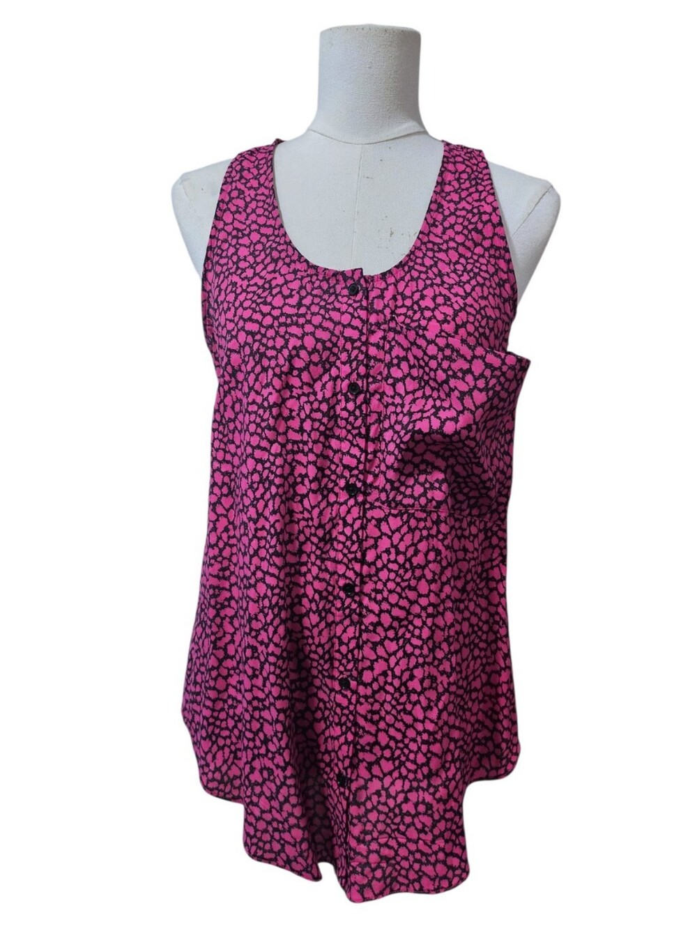 REISS Jasmin Pink Animal Print Racerback Tank Top Vest Size 4